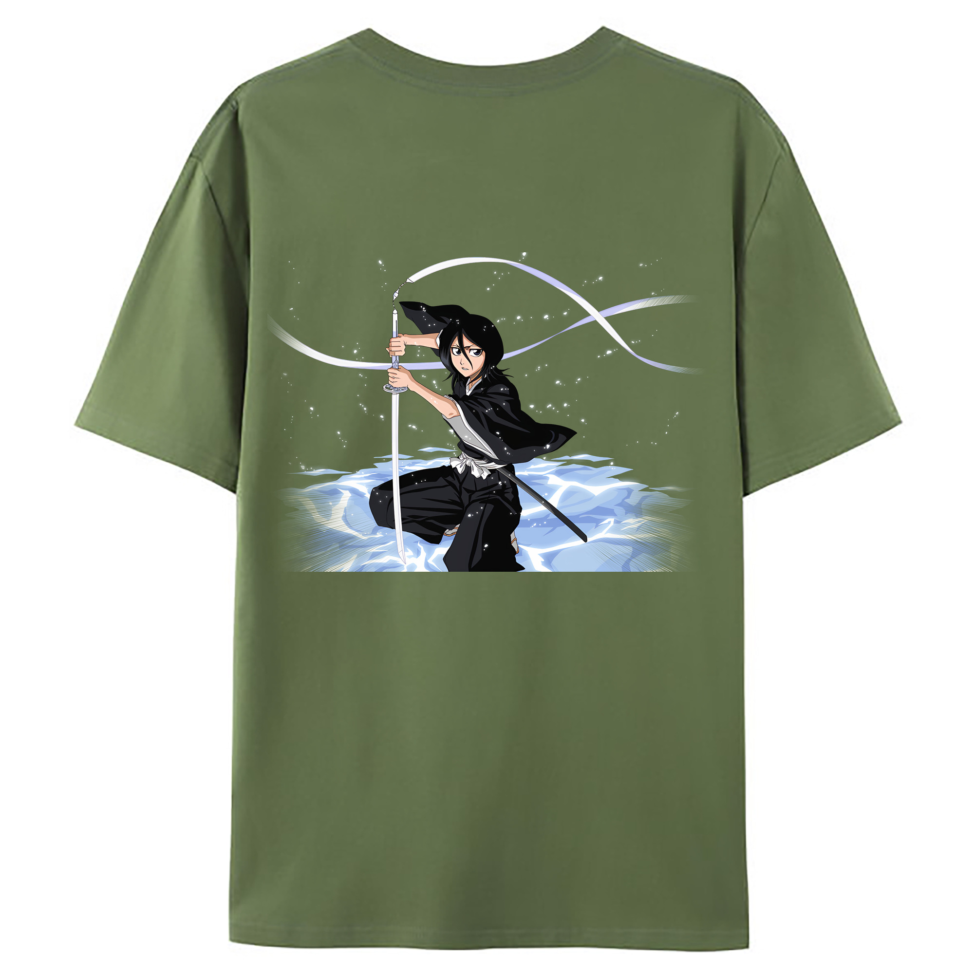 （画像用） ブリーチ 朽木ルキア BLEACH Kuchiki Rukia 綿100％ メンズ半袖Tシャツ（バックプリント） 通気性